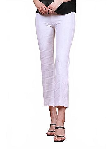 Avenue Montaigne Leo Flare Cut Pants in Jacquard White (view 2)