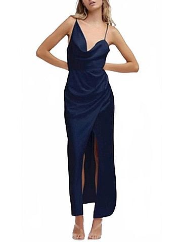 Significant Other Aria Satin Dress in Midnight Blue (view 2)