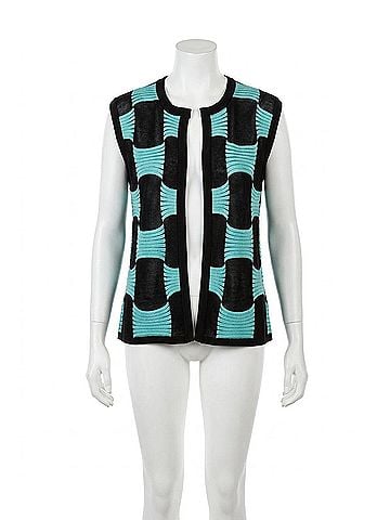 Angel Mod Checker Vest in Black/Aqua (view 1)
