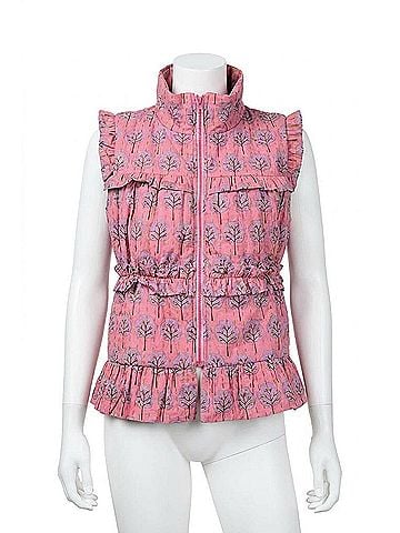Ivy Jane Kantha Stitched Vest in Pink/ Lilac (view 1)