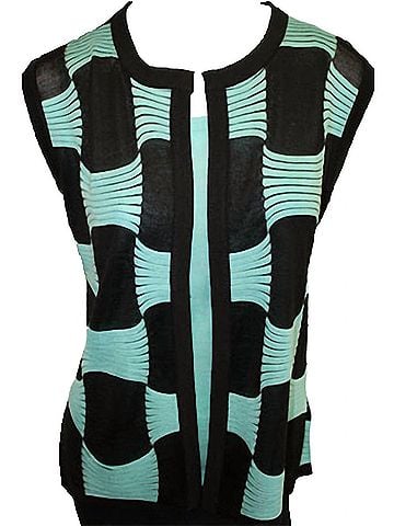 Angel Mod Checker Vest in Black/Aqua (view 2)