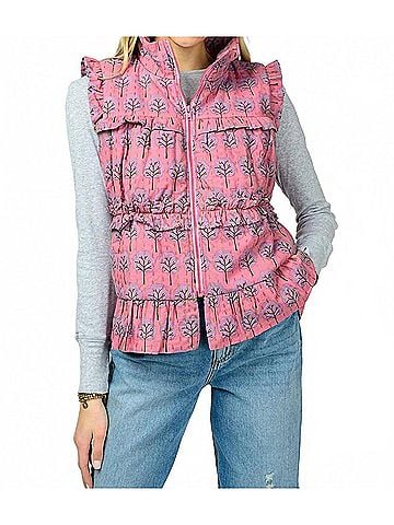 Ivy Jane Kantha Stitched Vest in Pink/ Lilac (view 2)