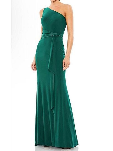 Mac Duggal One-Shoulder Evening Dress in Emerald (view 2)