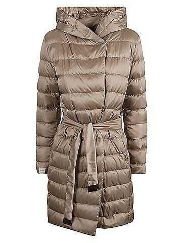maxmara Novef Reversible Padded Long Coat in Light Grey (view 1)