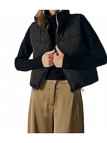 Dèluc. Kansas Reversible Puffer Vest in Black/Taupe (view 2)