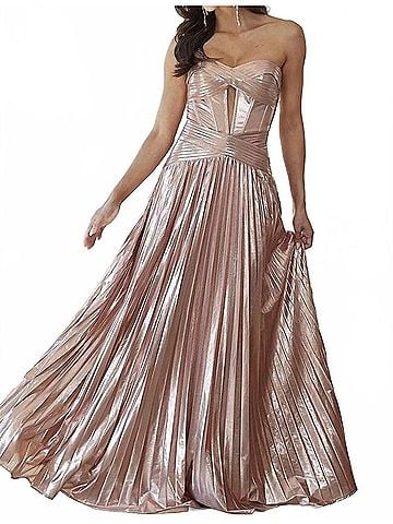 Maniju Magic In Motion Strapless Metallic Gown in Rose Gold (view 2)