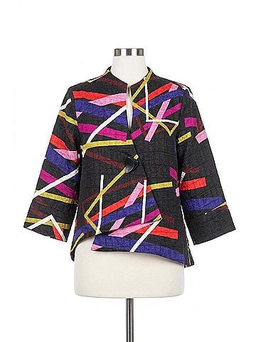 Joseph Ribkoff Abstract Textured Trapeze Jacket in Black/Multi (view 1)