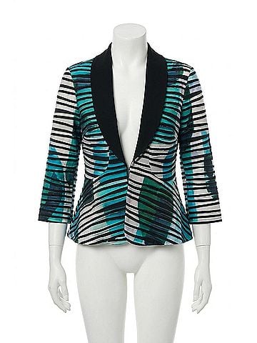 Joseph Ribkoff Geometric Stripe Twin Set Jacket in Green/Multi (view 1)