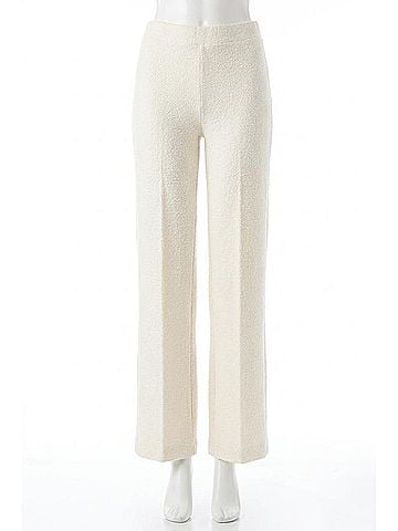 Avenue Montaigne Flavia Long Wide Leg Pants in Winter White Boucle (view 1)