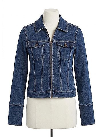 FDJ Denim Zip Front Jacket in Dark Blue (view 1)