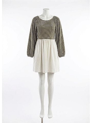 Mikarose Class In Session Striped Contrast Mini Dress in Olive Green (view 1)