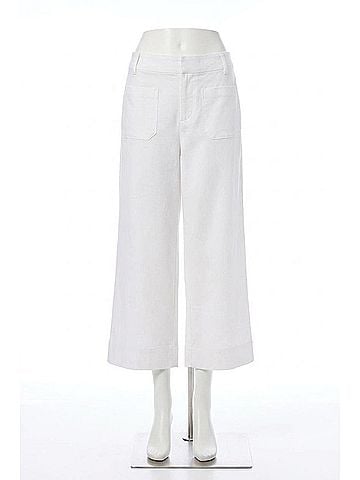 Tribal Stretch Twill Button?Front Wide?Leg Ankle Pants in White (view 1)