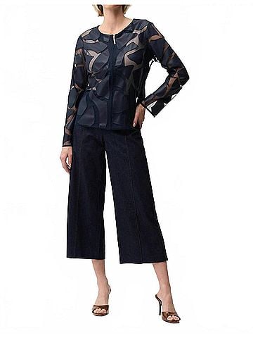 Joseph Ribkoff Leatherette Mesh Jacket in Midnight Blue (view 2)