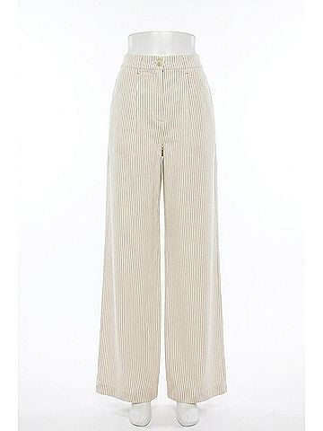 Astr Striped Wide Leg Pants in White/Brown (view 1)