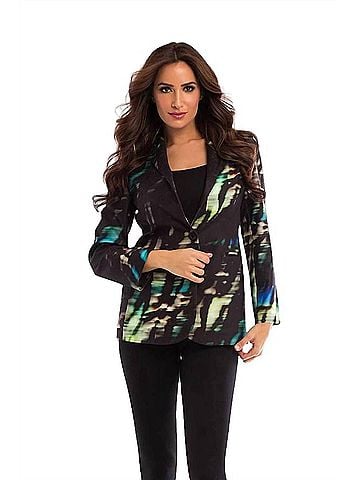 Angel Faux Suede Midnight Blazer in Black Multi (view 2)