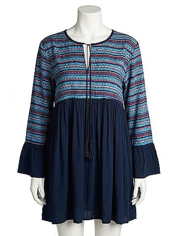 Velzera Tapestry Geometric Mini Dress - Plus in Navy (view 1)