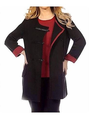 Angel Double Welt Sweater Jacket in Black/Red (view 2)