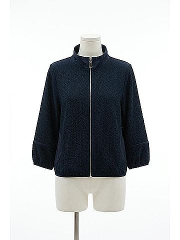 Joseph Ribkoff Textured Zip-Up Bomber Jacket in Midnight Blue (view 1)