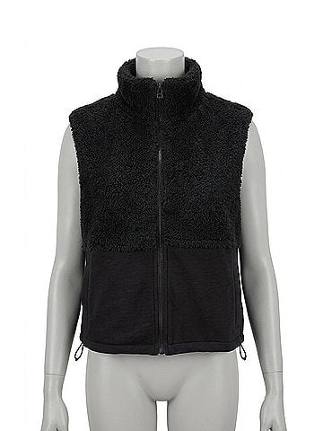 Bobi Mixed Zip Up Vest in Black (view 1)