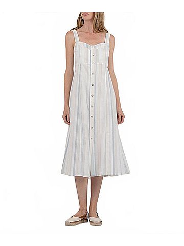 Kut from the Kloth Midi Slip Dress in Blue Cream (view 2)
