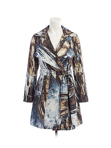 Angel Arctic Belted Collard Rain Jacket in Blue Multi (view 1)