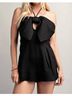Glam Solid Black Bow Romper in Black Size L - photo 2