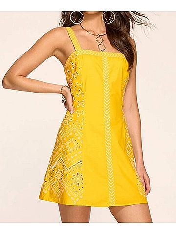 Ramy Brook Fawn Embroidered Mini Dress in Sunshine (view 2)