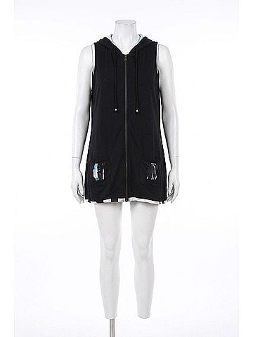 Angel On The Grid Hooded Vest in Black/Aqua (view 1)