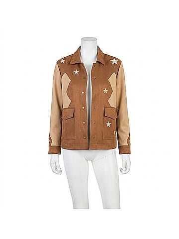 THML Star Embellishment Suede Jacket in Brown (view 1)