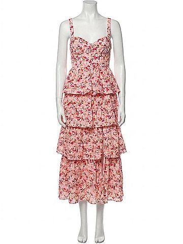Astr Midsummer Eyelet Maxi Dress in Pink Multi (view 1)