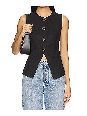Heartloom Emerson Vest in Black Linen (view 2)