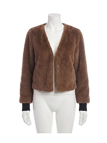 Karen Kane Rosalie Reversible Faux Fur Jacket in Brown (view 1)