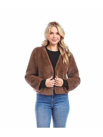 Karen Kane Rosalie Reversible Faux Fur Jacket in Brown (view 2)