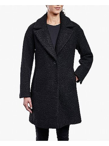 London Fog Single Button-Front 35" Peacoat in Black (view 2)