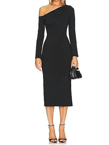 Enza Costa Exposed Shoulder Dress in Black (view 2)