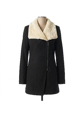 Skies Are Blue Faux Fur Collar Jacket in Black (view 1)