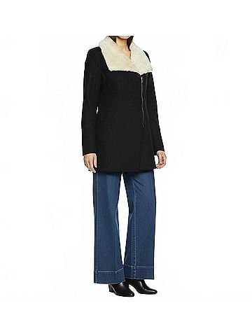 Skies Are Blue Faux Fur Collar Jacket in Black (view 2)