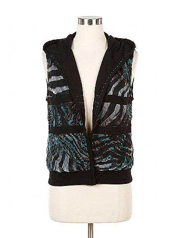 Angel Reversible Hooded Vest in Black/Aqua (view 1)