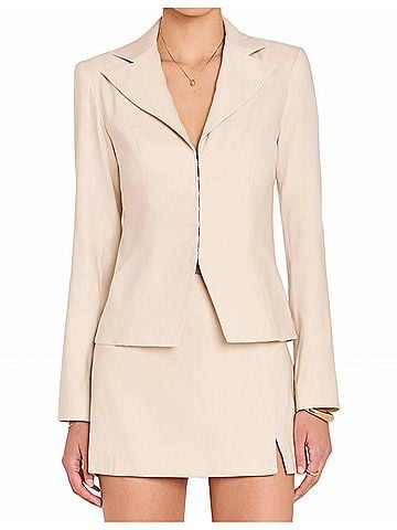 Amanda Uprichard Alana Blazer Jacket in Stone (view 2)