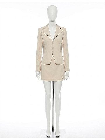 Amanda Uprichard Alana Blazer Jacket in Stone (view 1)
