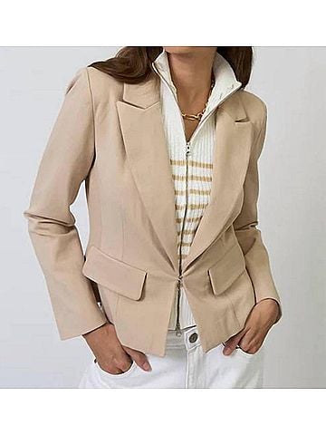 Central Park West Chloe Nautical Stripe Sweater Dickey Jacket in Khaki (view 2)