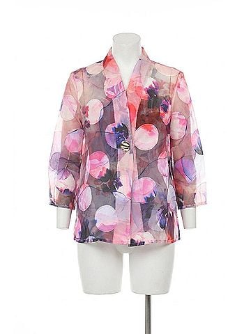 Joseph Ribkoff Polka Dots Sheer Jacket in Multi Floral (view 1)