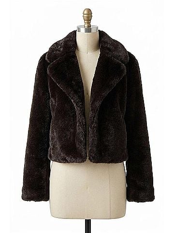 Blu Pepper Faux Fur Notch Collar Jacket in Black (view 1)