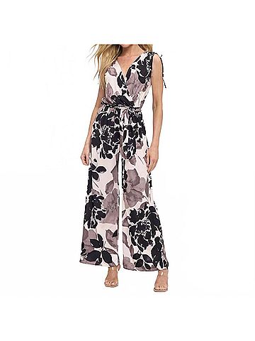 Ariella Floral Tie Shoulder Jumpsuit in Ivory (view 2)