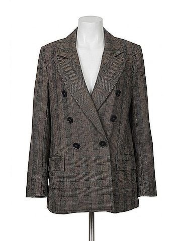 By Together Prince Of Wales Double-Breasted Blazer in Brown (view 1)