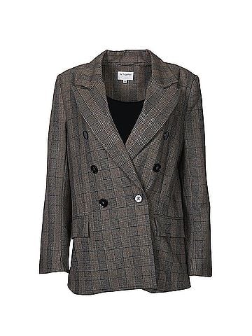 By Together Prince Of Wales Double-Breasted Blazer in Brown (view 2)