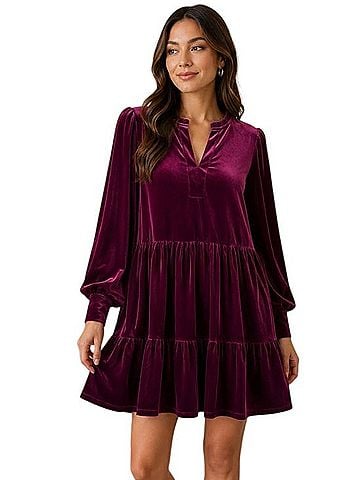 1.State Velvet Tiered Babydoll Dress Casual Dress (view 1)