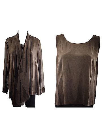 Eileen Fisher 2 piece set Cascading cardigan jacket &amp; tank Silk Blazer (view 1)
