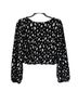 Astr 100% Polyester Polka Dots Black White Long Sleeve Top Size XS - photo 2