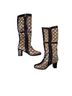 Shein Graphic Gold Black Boots Size 6 - photo 2